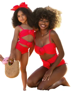 Mommy And Me Radiant Rosette Cutout One Piece Swimsuit