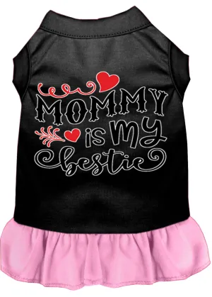 Mommy Is My Bestie Screen Print Dog Dress Black With Light Pink Lg (14)