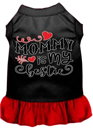 Mommy Is My Bestie Screen Print Dog Dress Black With Red Xl (16)