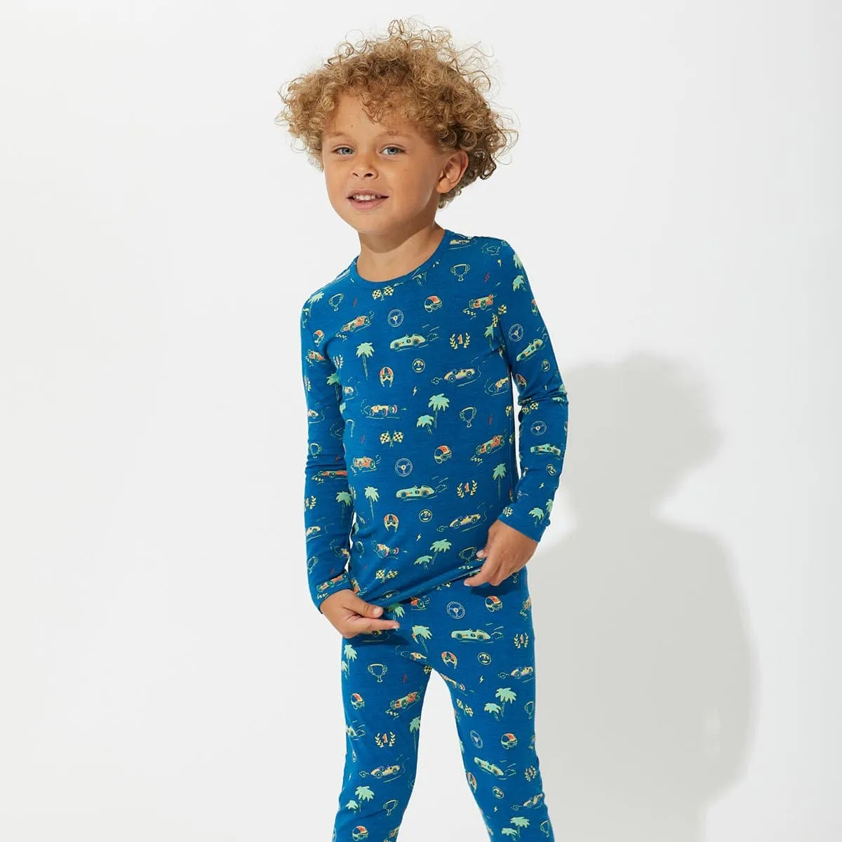 Monaco Blue Bamboo Kids Pajamas