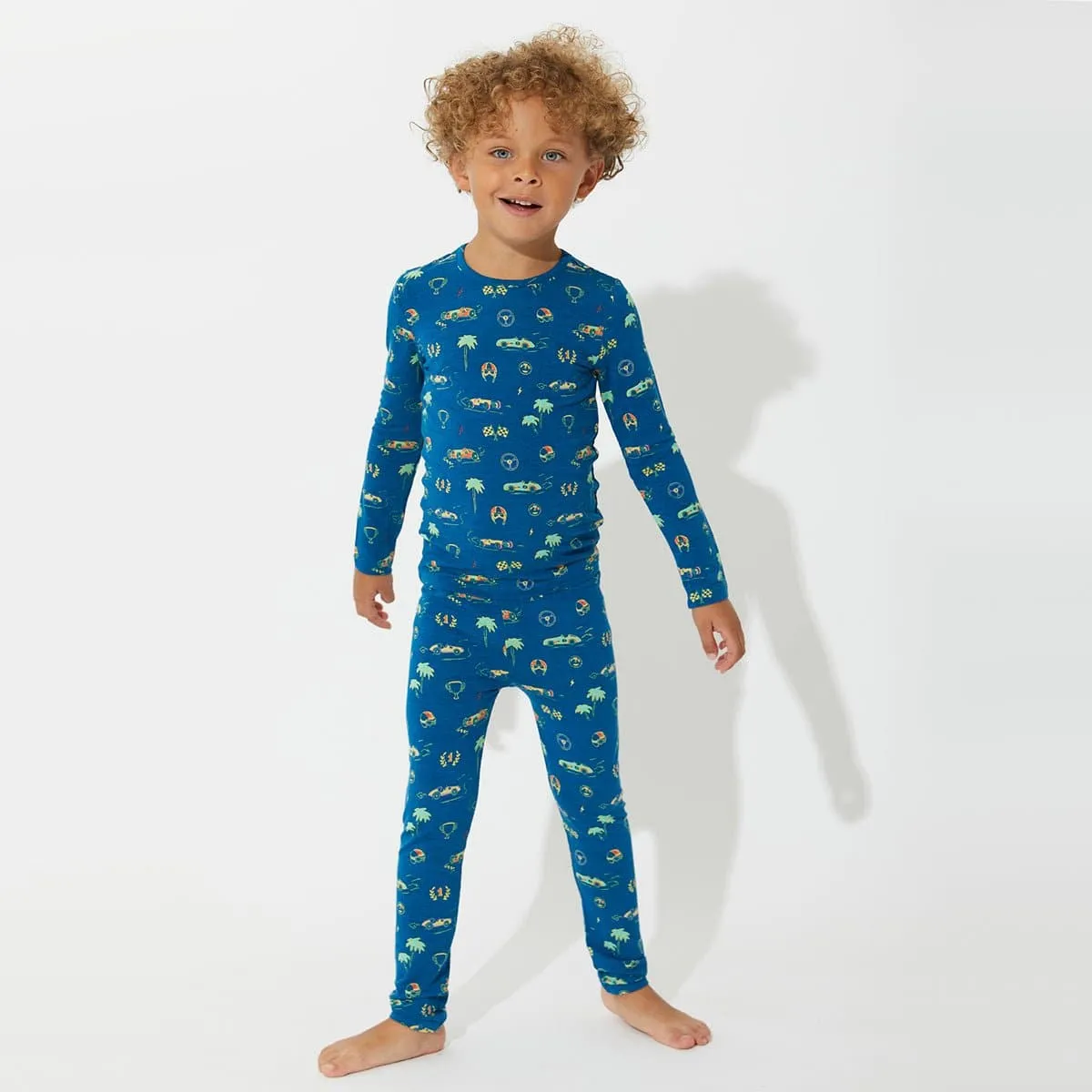 Monaco Blue Bamboo Kids Pajamas