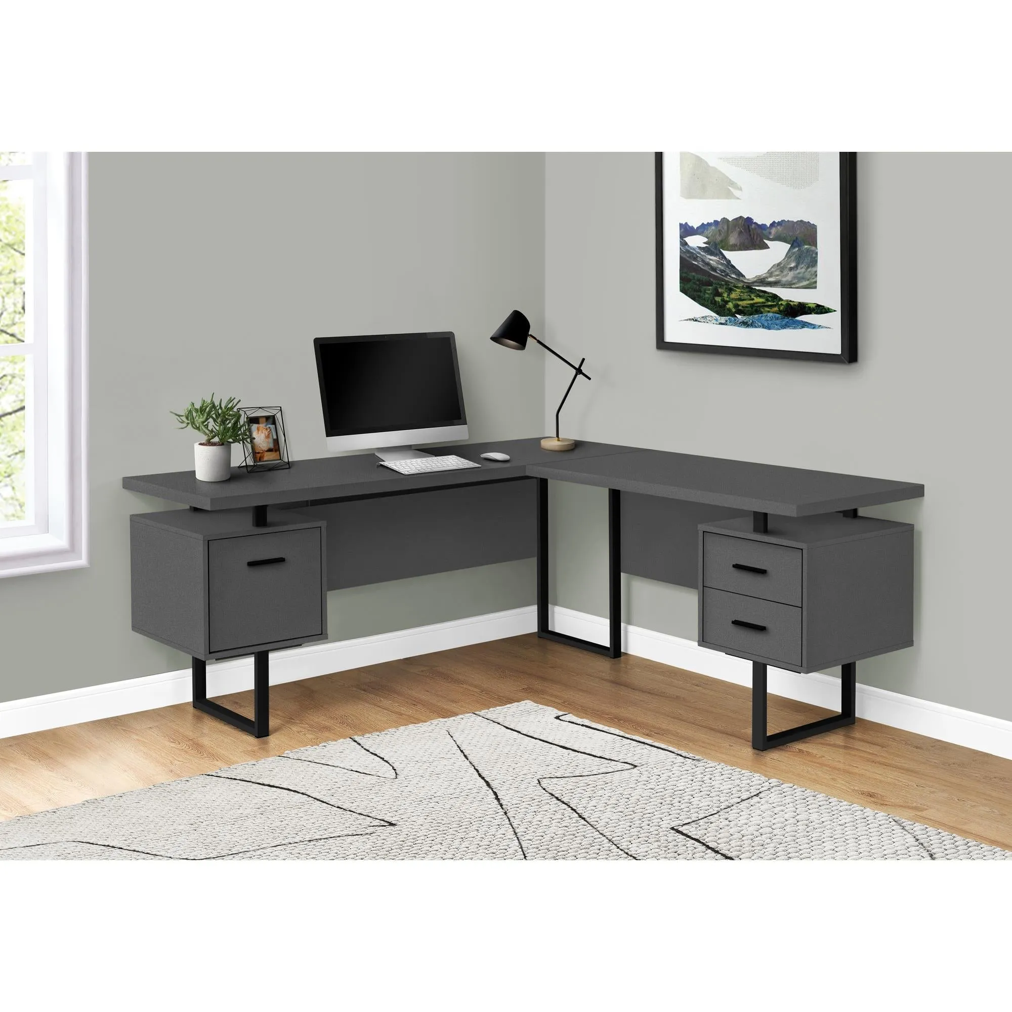 Monarch Bureau d'ordinateur - Gris/Noir Moderne I 7615