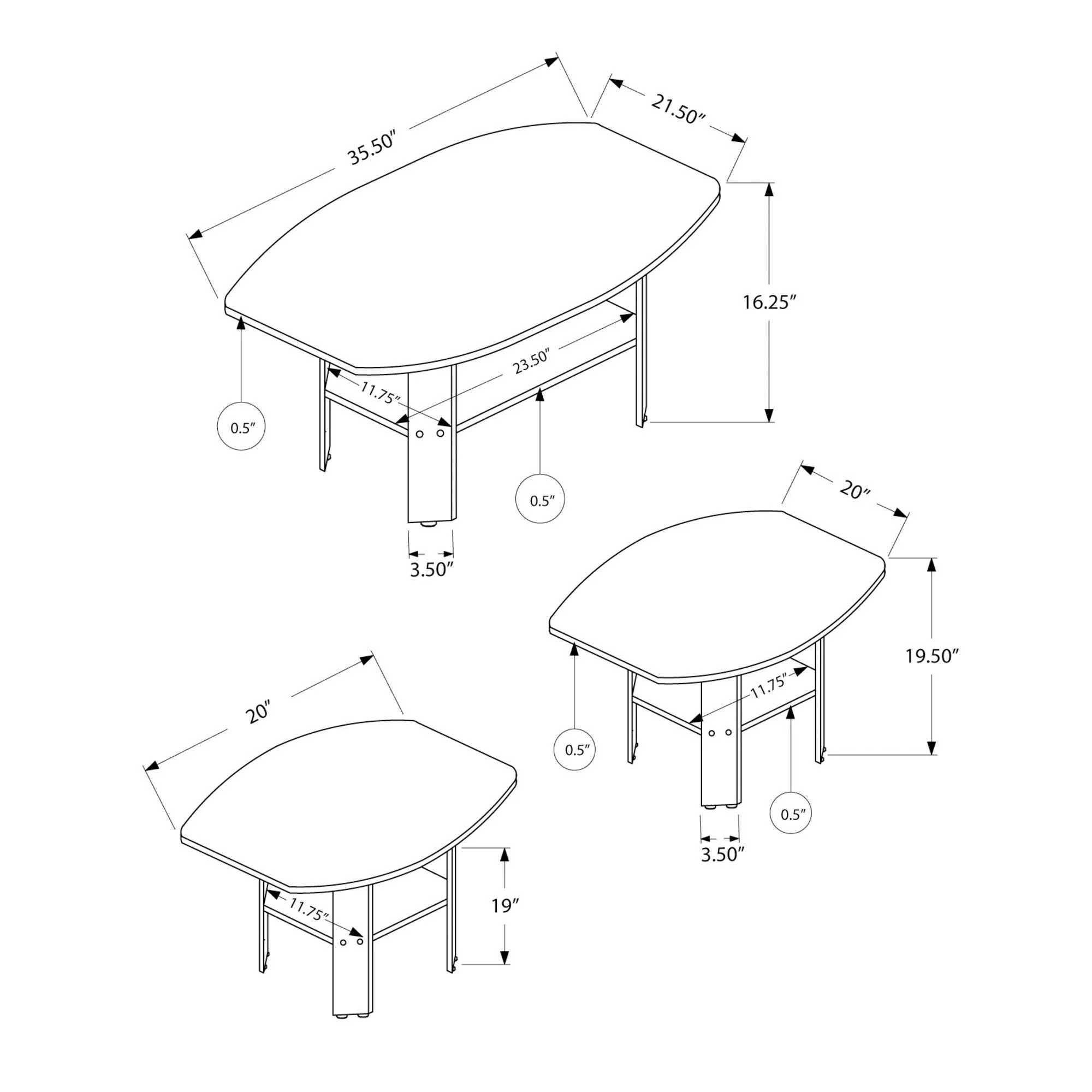 Monarch Ensemble de tables de salon I 7925P