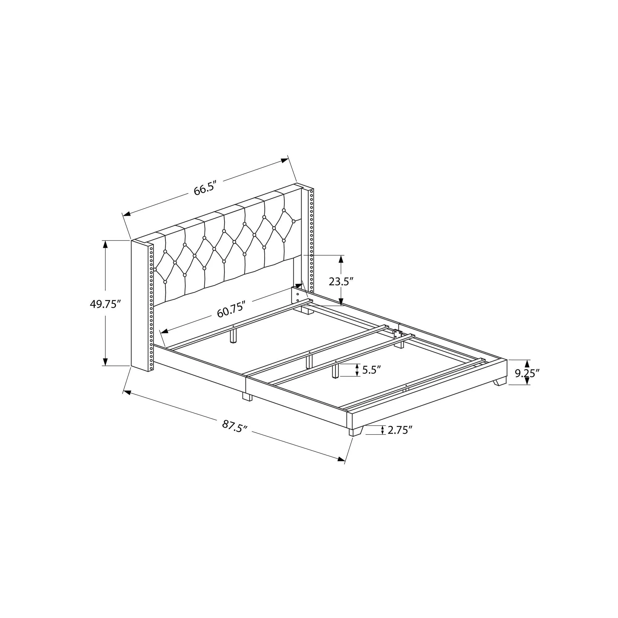 Monarch Grand lit plateforme rembourré I 5984Q