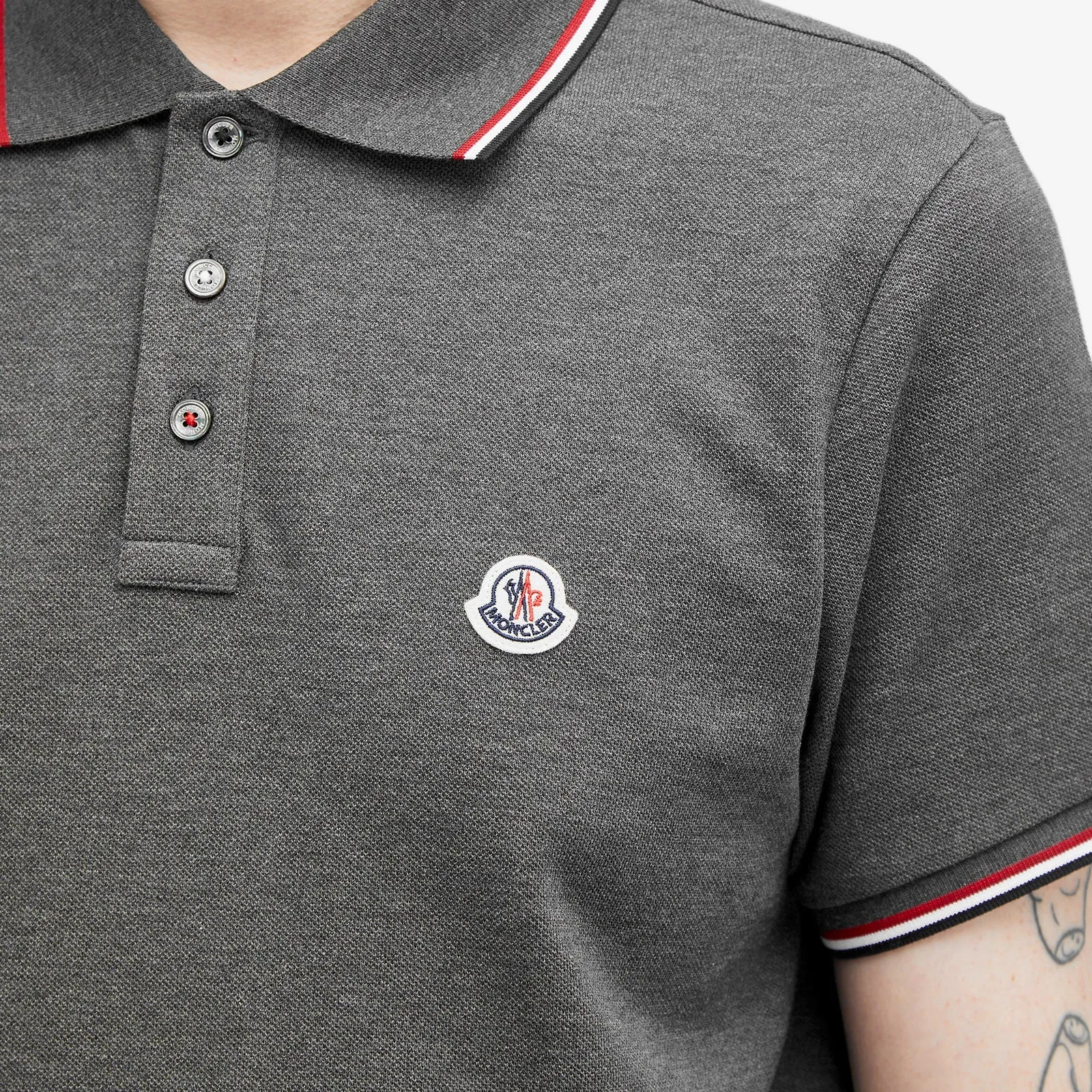 Moncler Classic Logo Polo, dark gray