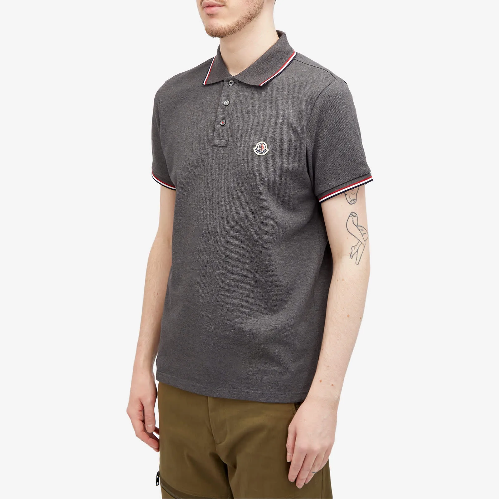 Moncler Classic Logo Polo, dark gray