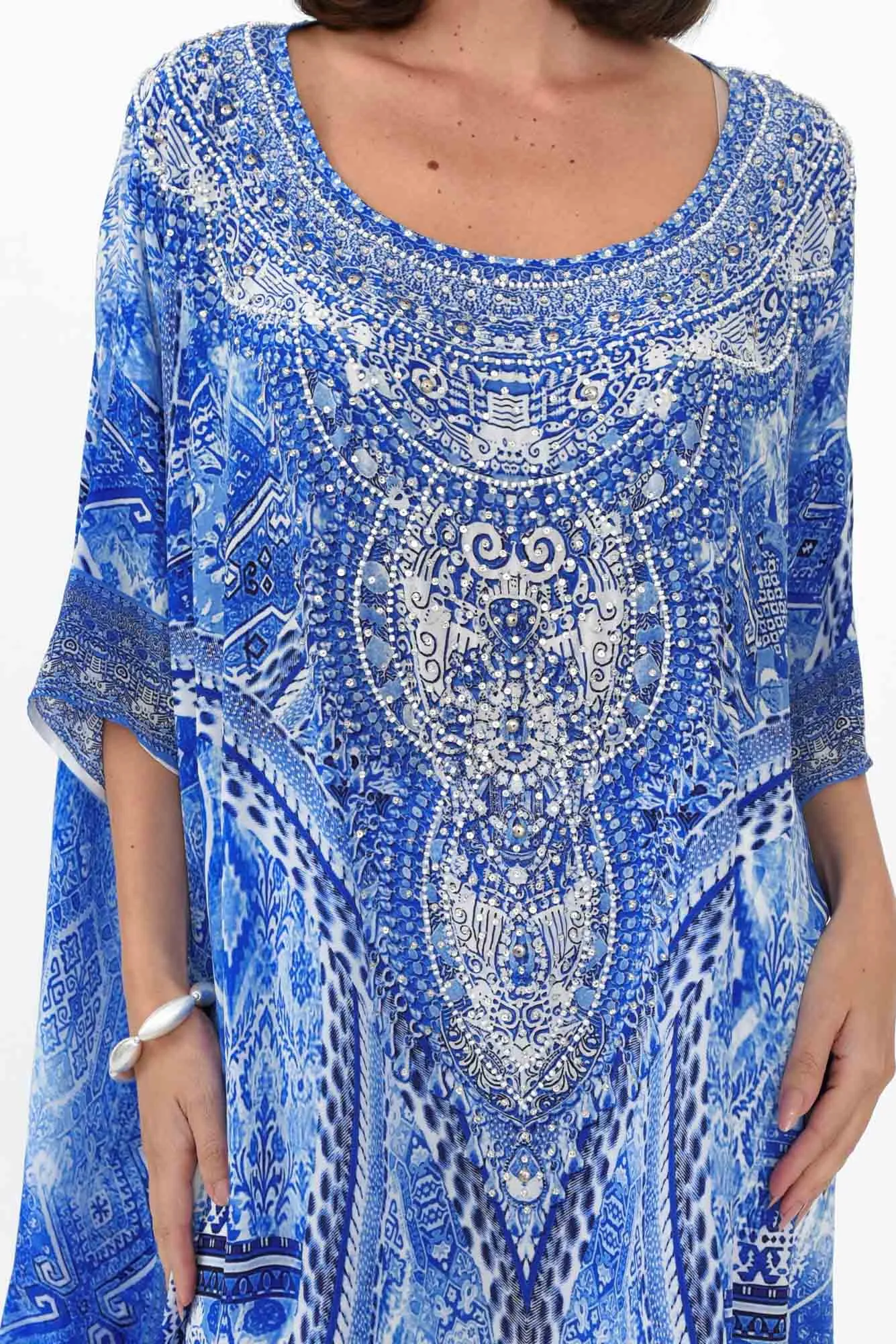 Monet Blue Silk Drape Top