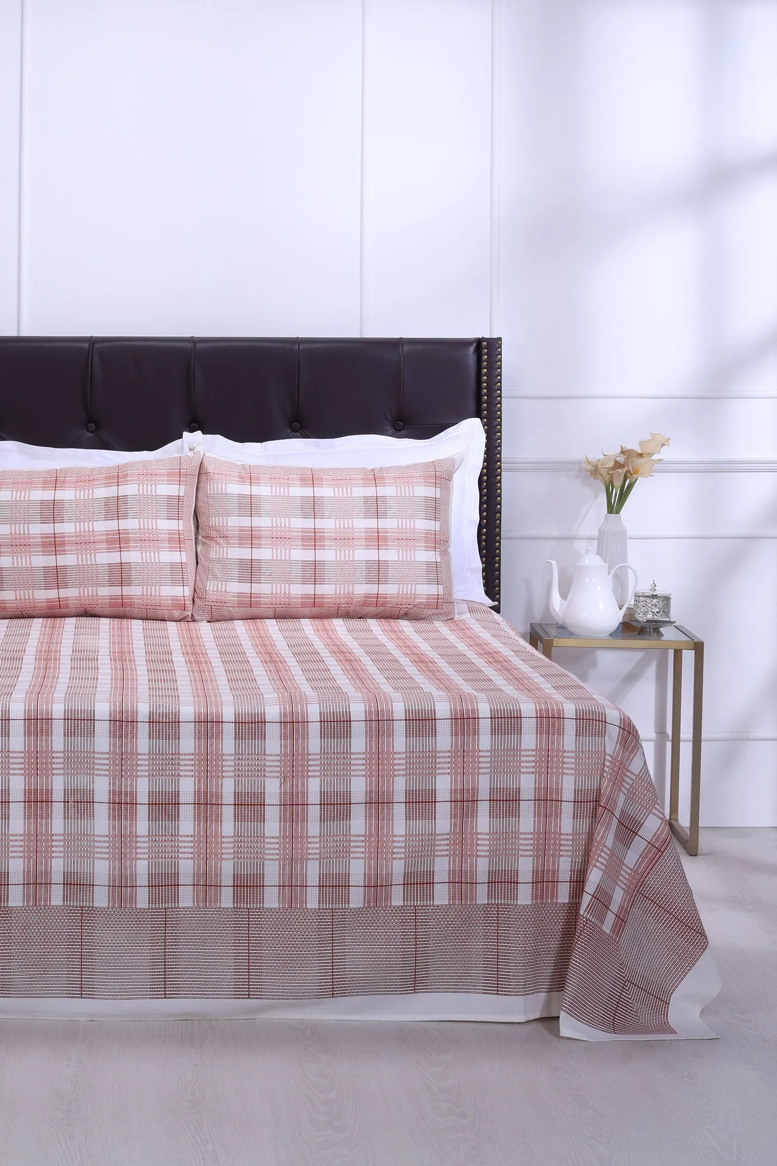 Monica Geometric Rust Cotton Bedsheet