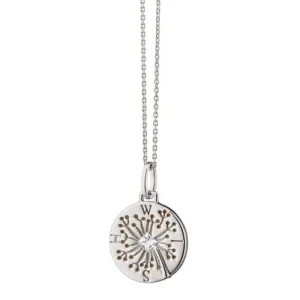 Monica Rich Kosann "WISH" White Sapphire Dandelion Intaglio Charm Necklace in Sterling Silver