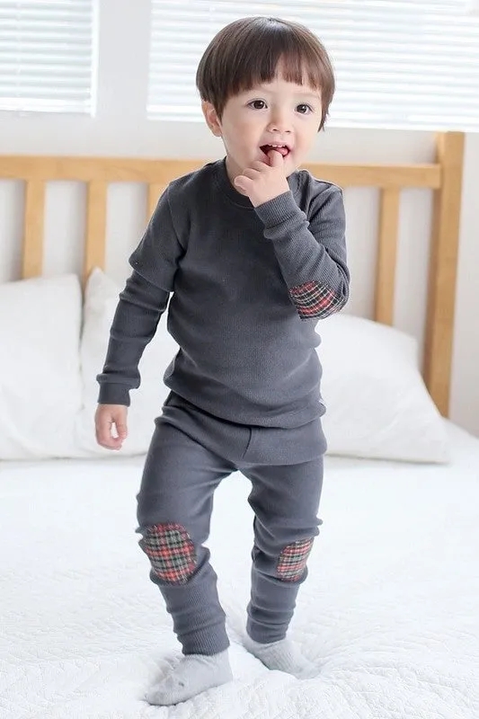 Mono Charcoal Patch Long Sleeve Pajamas