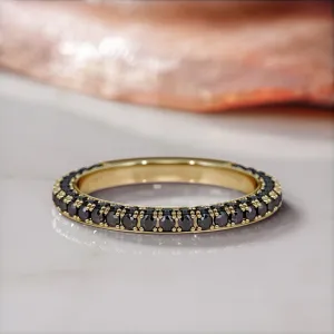 Monoceros Pave  2-Sided  Natural Black Diamond  Engagement Ring  in Yellow Gold