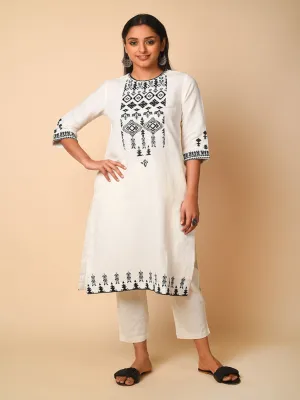 Monochrome Linen Kurta Set