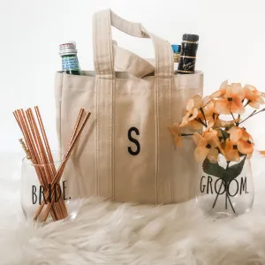 Monogrammed Wine Bottle Tote