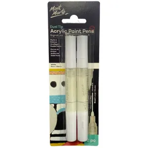 Mont Marte Acrylic Paint Pens Dual Tip White 2pc