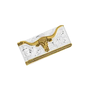 Montana Men's Two-Tone Carved Longhorn Money Clip