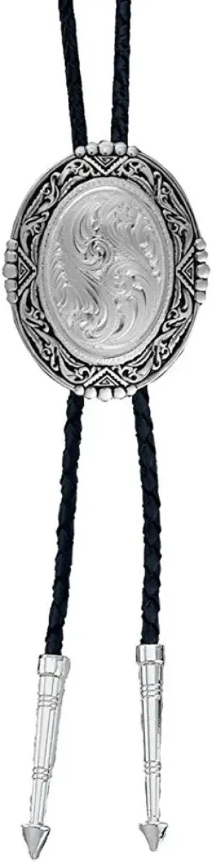 Montana Silversmiths Men's Oval Silver Engraved Bolo Tie Silver One Size