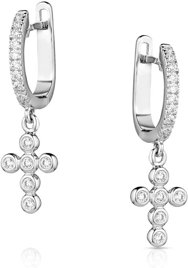 Montana Silversmiths Simple Belief Crystal Cross Earrings