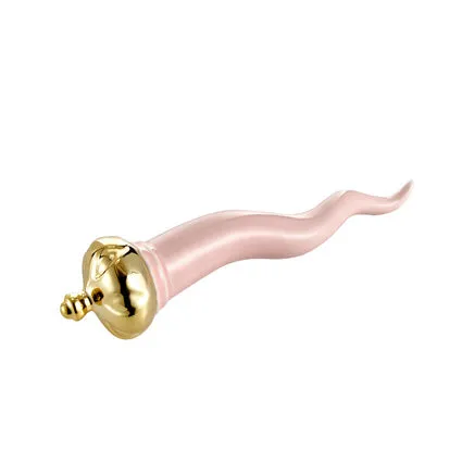 MONTEMAGGI Corno Rosa Cipria Corona Oro 16cm Decorazione Dipinta a Mano Porcellana