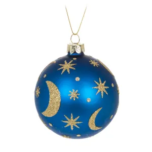 Moon & Star Glass Ball Ornament