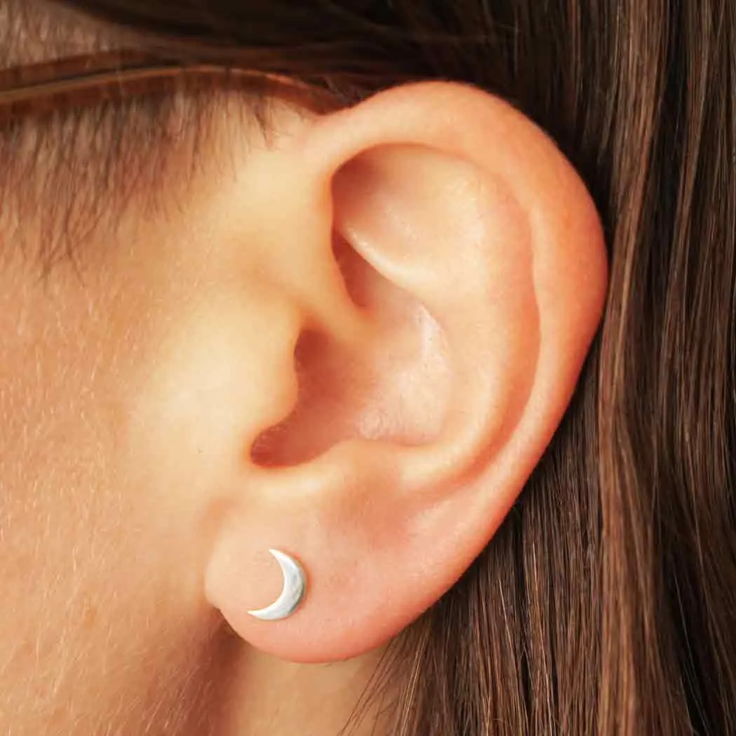 Moon & Star Tiny Stud Earrings