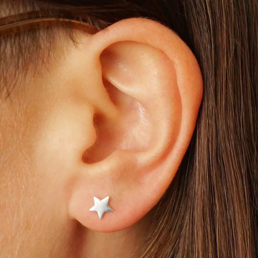 Moon & Star Tiny Stud Earrings