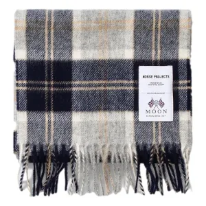 Moon Checked Lambswool Scarf Navy