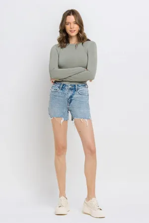 Moon Goddess Vervet High Rise Raw Hem Shorts