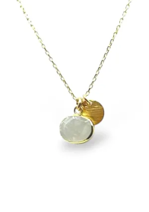 Moonstone Bezel Stone With Brushed Disc Necklace