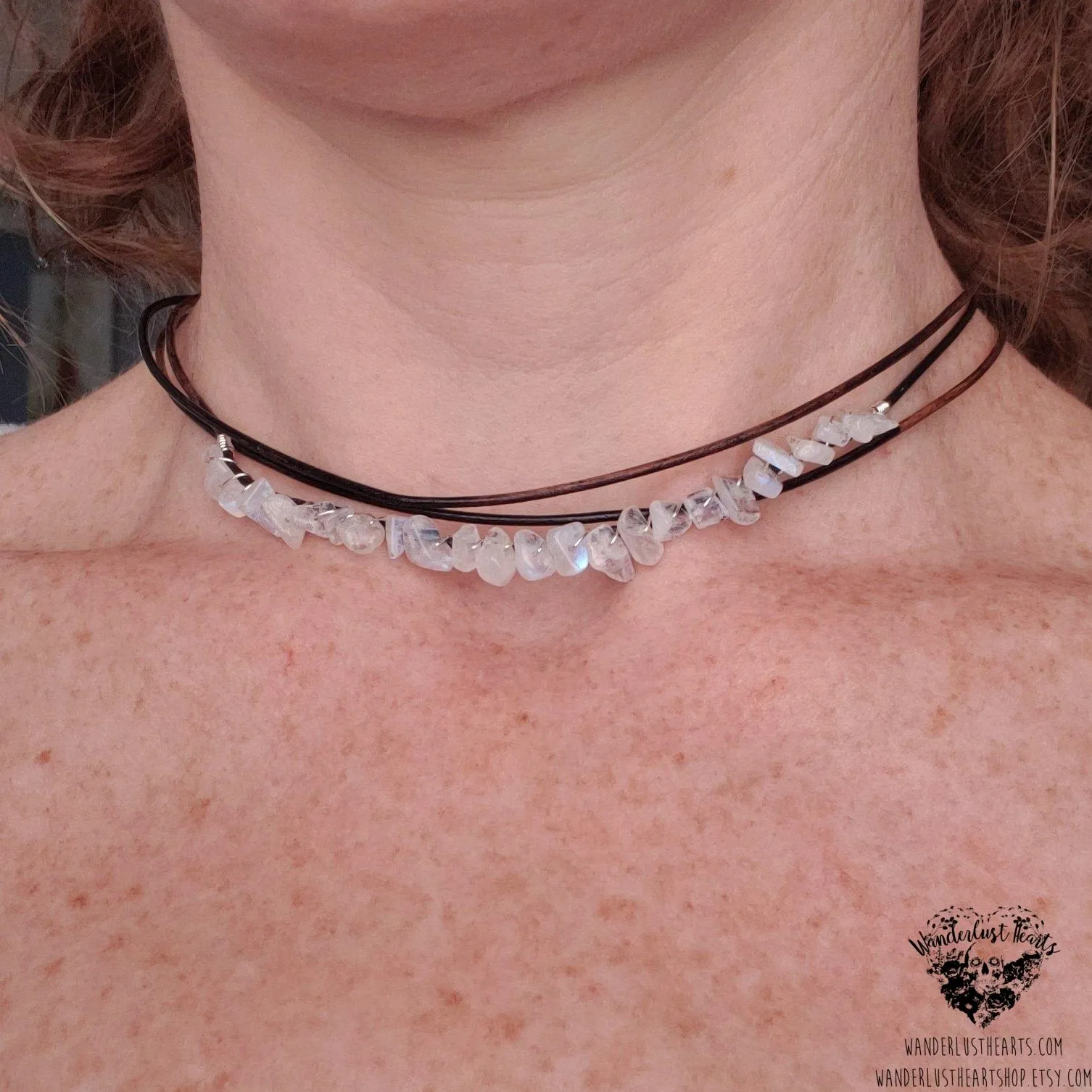 Moonstone choker necklace