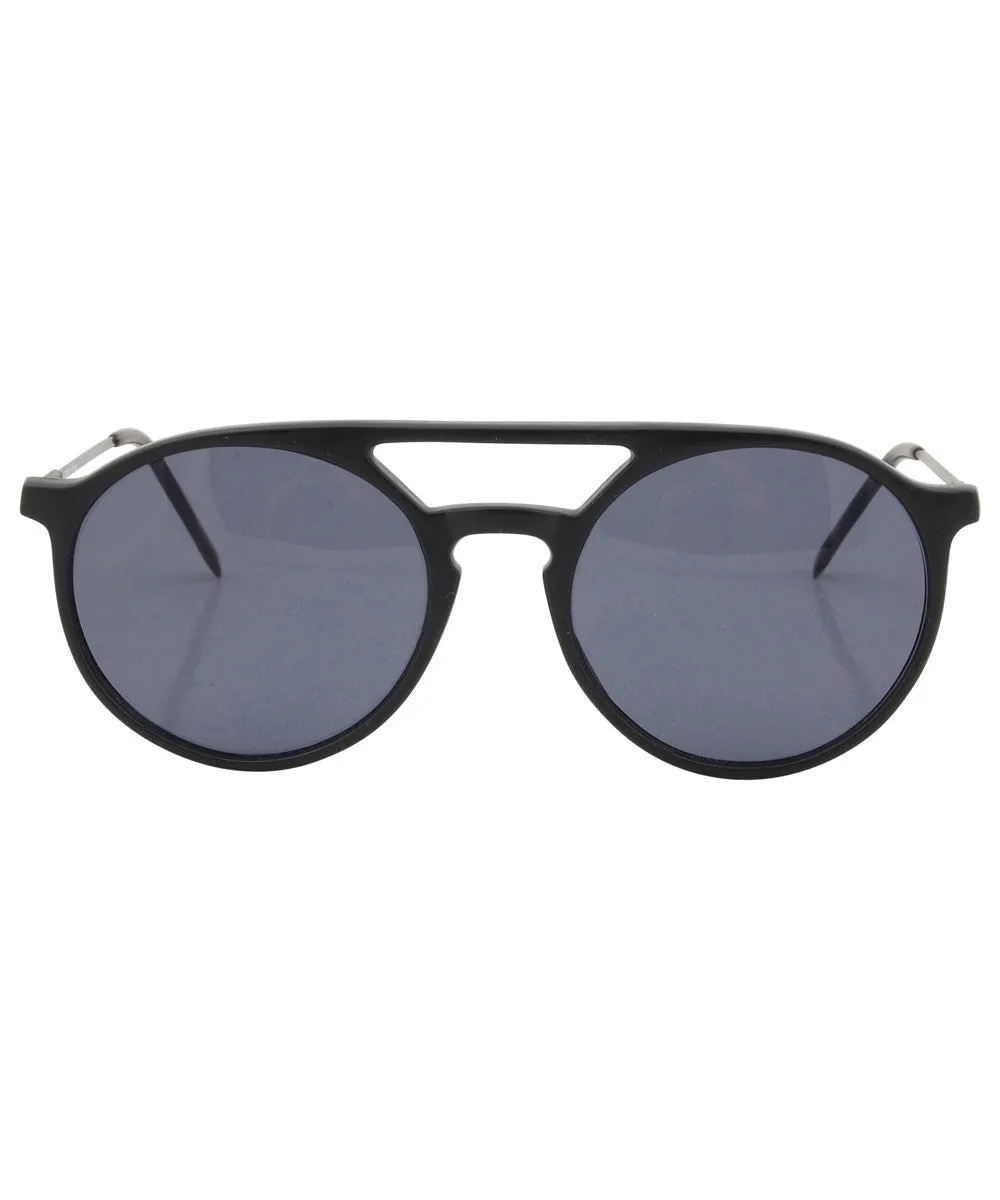 MOORE Matte Black Round Sunglasses