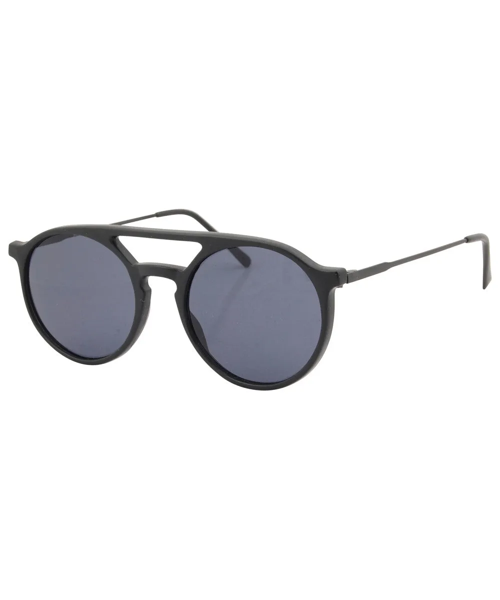 MOORE Matte Black Round Sunglasses