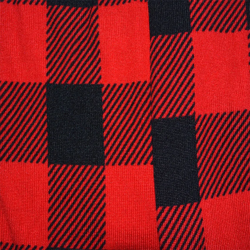 Moose Red and Black Buffalo Plaid Super Cozy Knit Pajamas