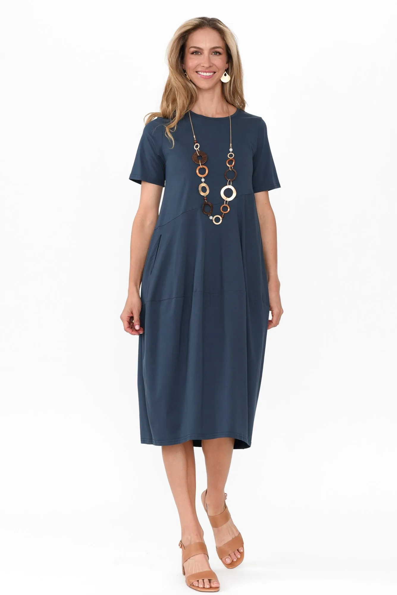 Morgan Deep Teal Diagonal Seam Dress