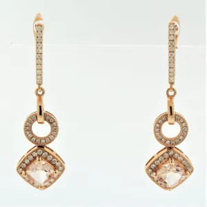 Morganite Diamond Gold Drop Earrings