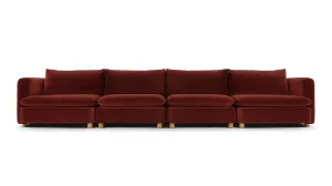 Morrell - Morrell Four Seater Sofa, Garnet Velvet