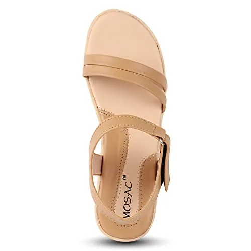 Mosac Women Beige Wedges Sandals Comfortable and Stylish Sandal Wedges