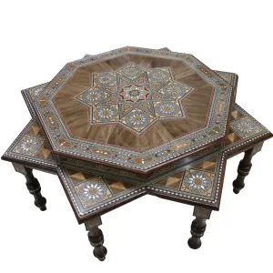 Mosaic Marquetry Coffee Table: Falling Star  Design