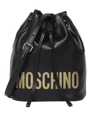 Moschino Logo Leather Bucket Bag