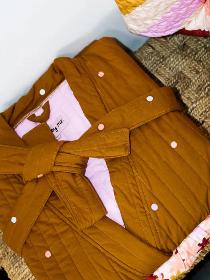 Mosey Me Mocha Dot Quilted Robe