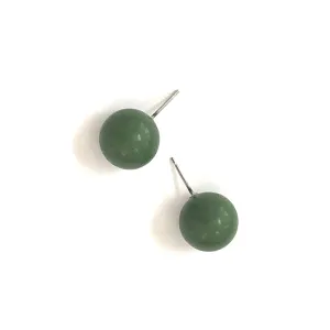 Moss Green Ball Stud Earrings