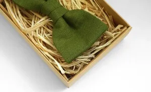 Moss Green Bow Tie and Handkerchief Set for Grooms and Groomsmen