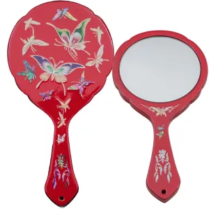 Mother of Pearl Hand Mirror with Colorful Butterfly Design