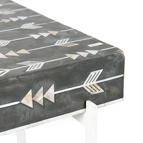 Mother Of Pearl Inlay Arrow Side Table Grey