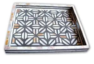 Mother Of Pearl Inlay Cross Design Tray Grey