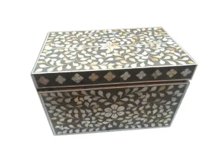 Mother Of Pearl Inlay Jewelry Box Dark Grey