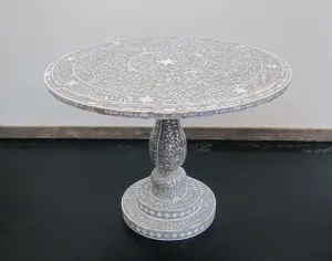 Mother Of Pearl Inlay Round Table Grey