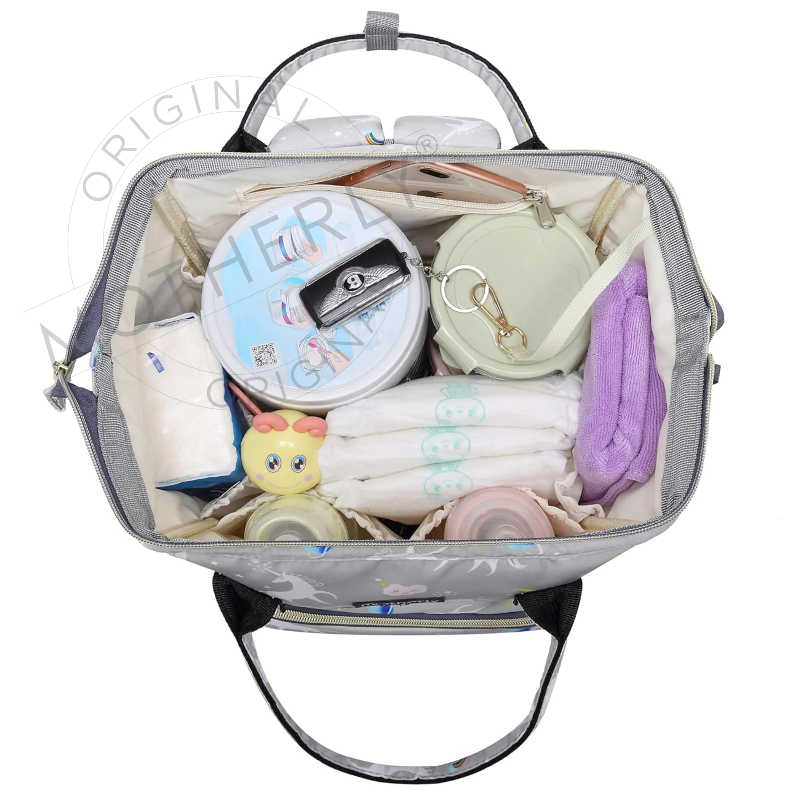 motherly Baby Diaper Bag, Mothers Maternity Bags for Travel |(Unicorn Gray-Style2)