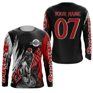 Motocross Off-Road Jersey Black Red Adult Custom Dirt Bike Racing 3D Long Sleeve Shirt 