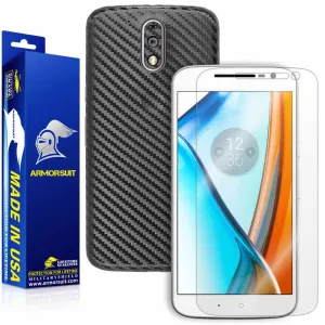 Motorola Moto G4 (4th Gen) Screen Protector   Black Carbon Fiber Skin