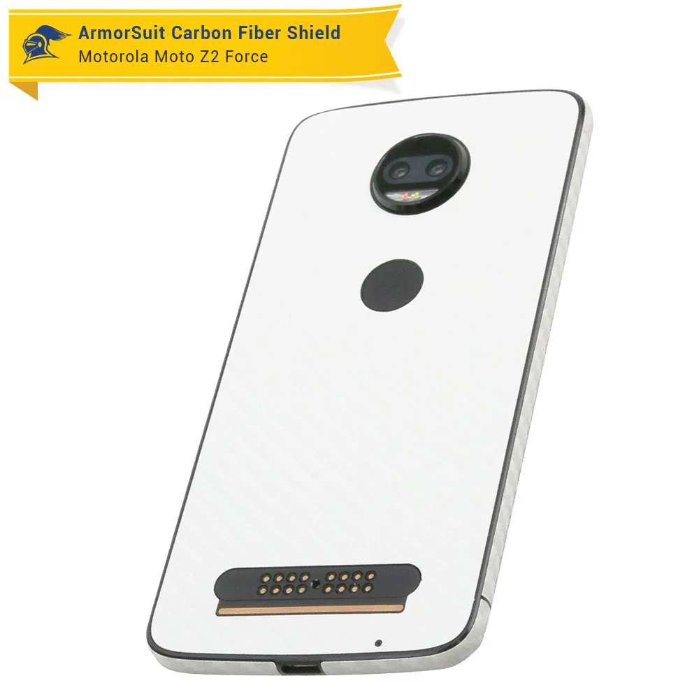 Motorola Moto Z2 Force Screen Protector   White Carbon Fiber Full Body Skin Protector